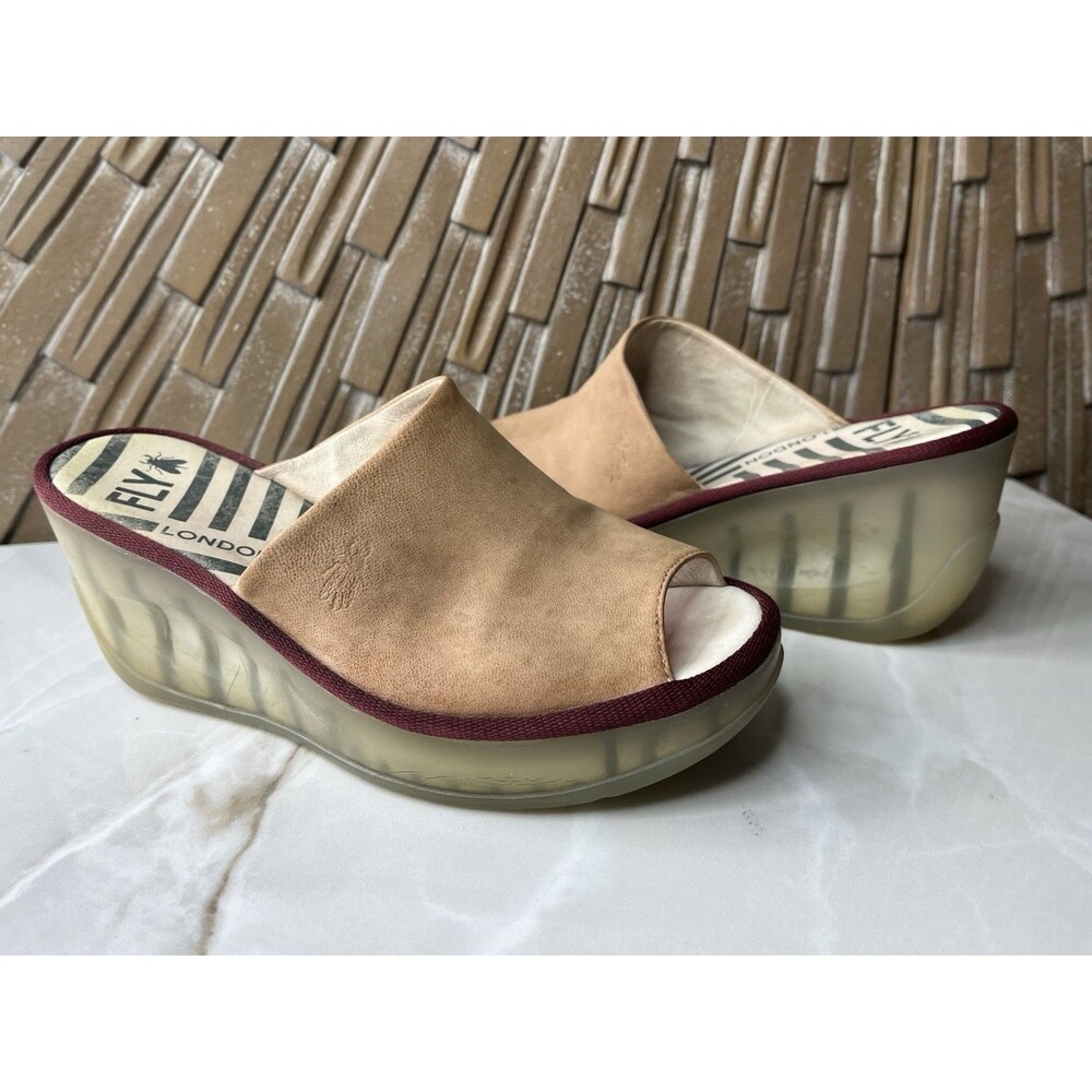 London Fly Women Sandals Slides Mules Slip On Wedge Heels Shoes Sz 38 Us 7.5 8